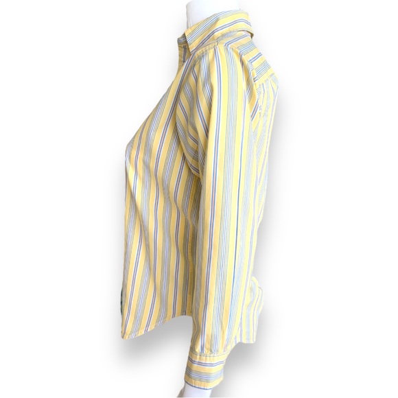 RALPH LAUREN YELLOW/BLUE STRIPED OXFORD COTTON SHIRT. BOYS SIZE M 12-14 - Picture 4 of 6